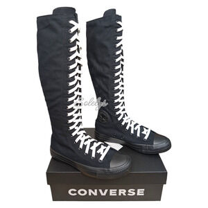 Converse CTAS XXHI Womens 6 Black White Knee High Canvas Zip Back Sneaker Boot